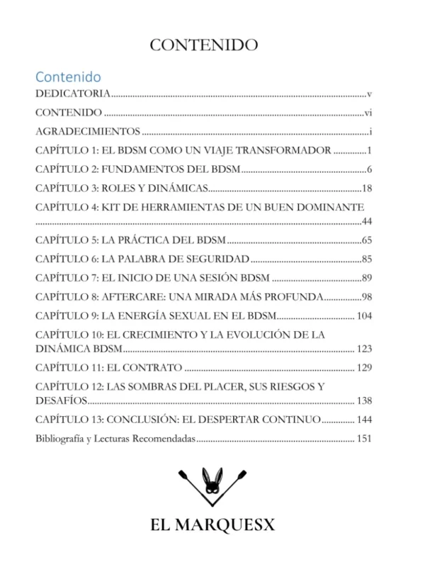 Indice Libro BDSM BDSM y la Energía Sexual (eBook PDF)